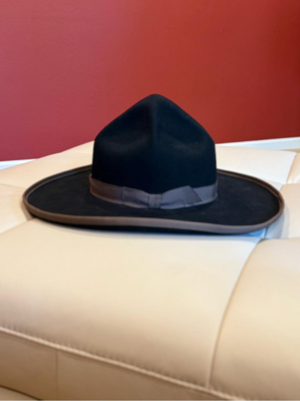 Rand’s custom made 20X Beaver felt men’s black wide-brim hat-taupe trim sz 7 1/2 - Picture 10 of 15